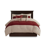 7 PC Pieced Faux Suede Comforter Set Red Cal King