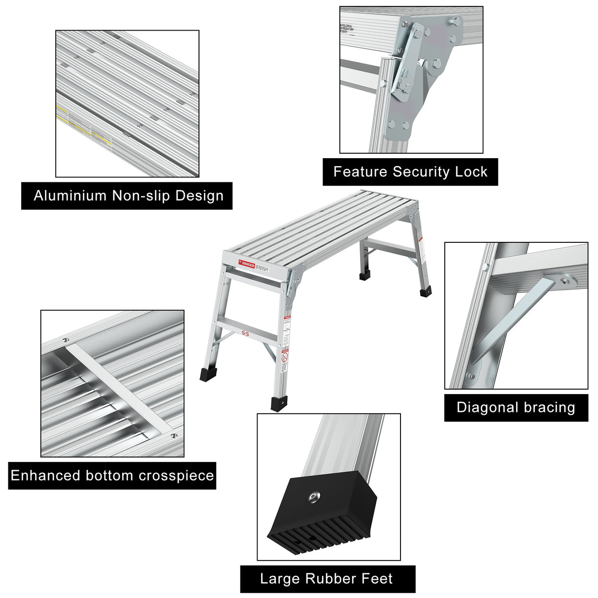 Work Platform Aluminum Portable Bench Folding Ladder