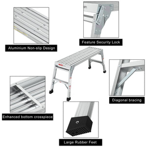Work Platform Aluminum Portable Bench Folding Ladder