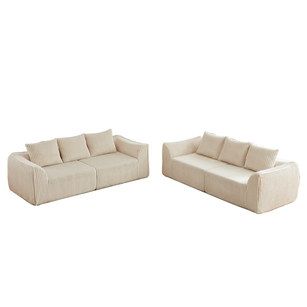 Minimalist 3+3 Seater Corduroy Sofa Set