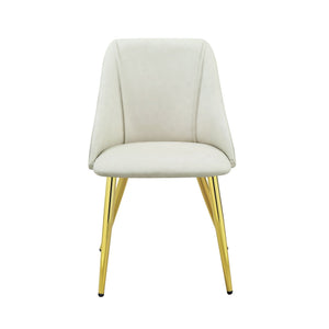 White Synthetic Leather Side Chair Set of 2 with Chrome Legs