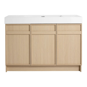 Light Brown Freestanding Bathroom Vanity with Resin Sink & Soft Close Cabinet Doors