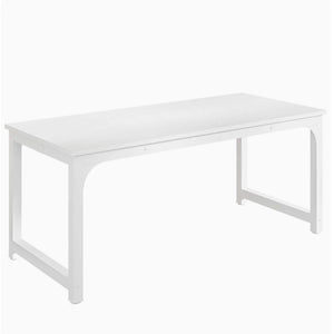 Executive Desk, Large Office Computer Workstation With Thick Frame - White