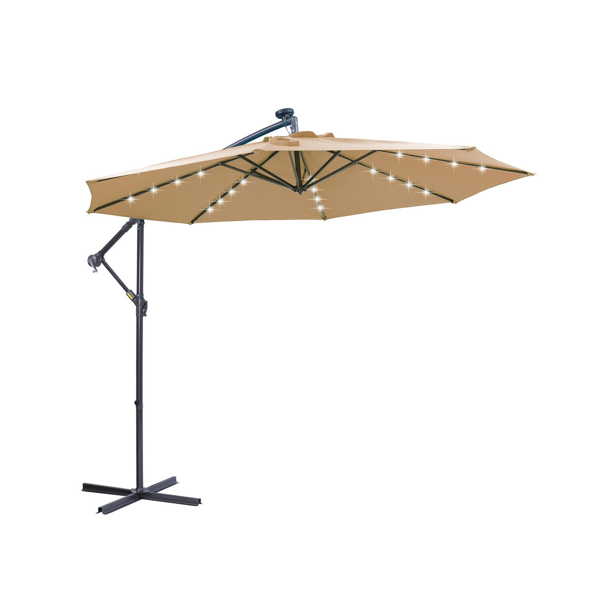 10 foot outdoor cantilever patio umbrella with 32 LED lights