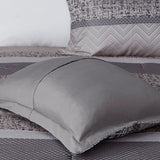 7 Piece Jacquard Comforter Set Grey/Taupe Cal King