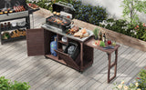 K&K 78.3' Outdoor Kitchen Island with Foldable Grill Table