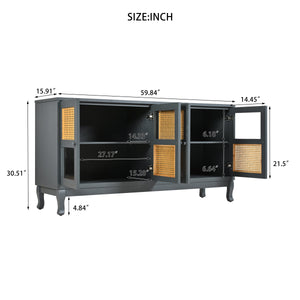 Retro Industrial Grey 4-Door Sideboard