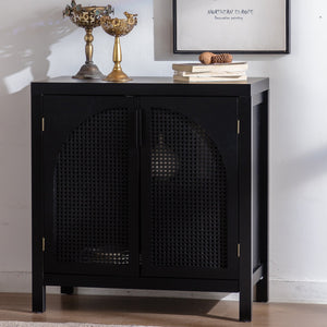 Black Accent Cabinet with 2 Doors - 29 Inch Narrow Credenza