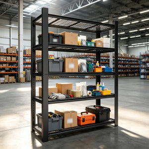 78"H 5-Tier Adjustable Heavy Duty Metal Mesh Storage Rack