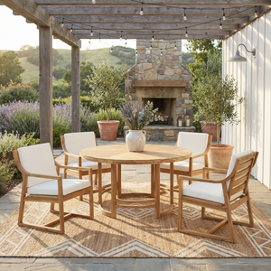 Outdoor Dining Set 5-Piece Patio Table and Chairs Set with Umbrella Hole