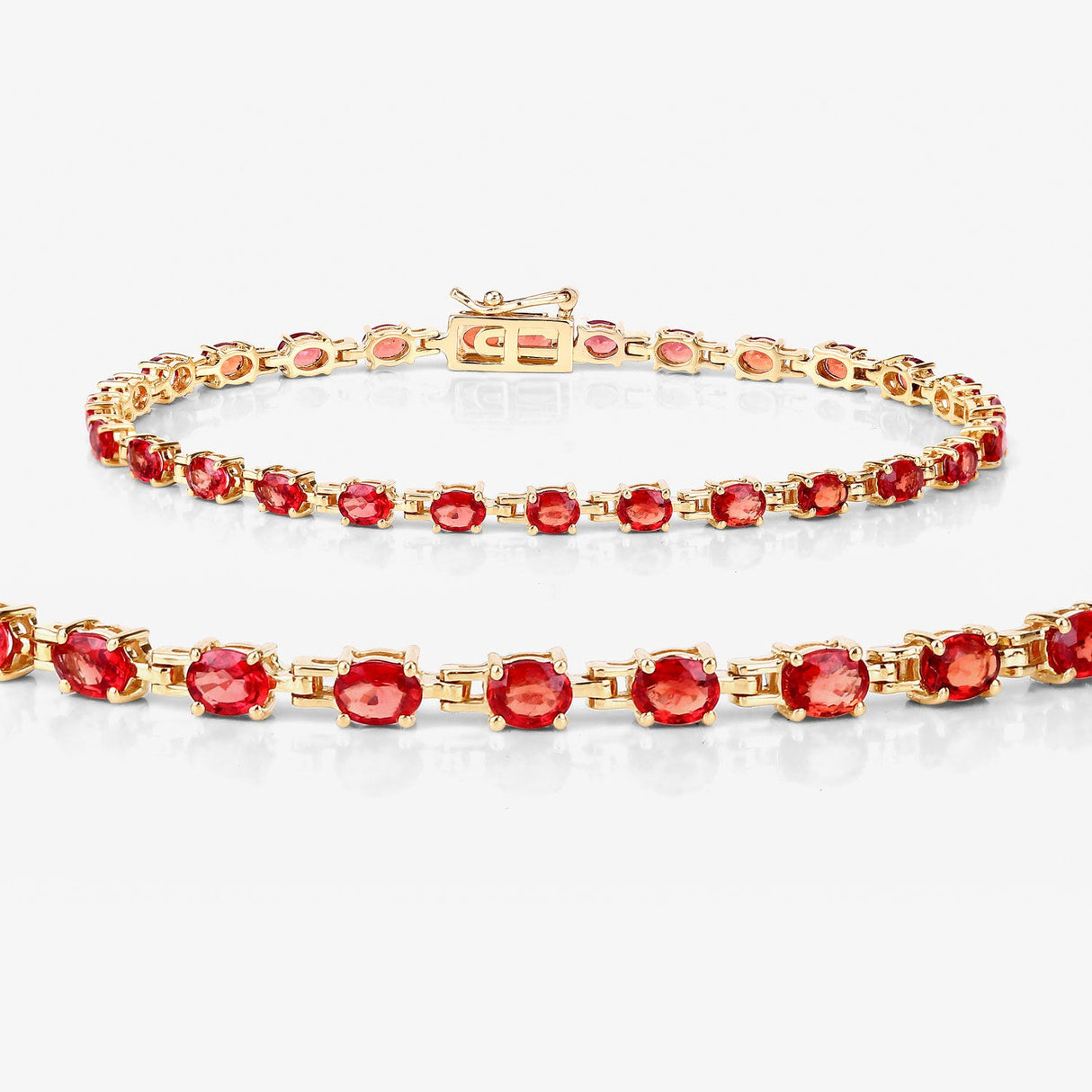 7.00 Carat Genuine Orange Sapphire 14K Yellow Gold Bracelet