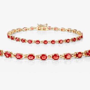 7.00 Carat Genuine Orange Sapphire 14K Yellow Gold Bracelet