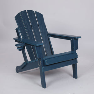 Folding Adirondack Chair with Dual Cup Holder - Navy Blue