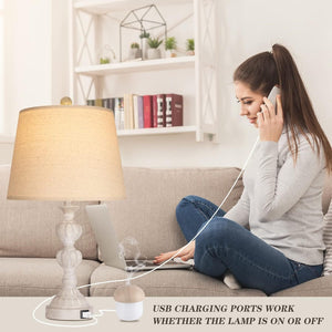 Touch Control Coastal Farmhouse Table Lamp Set of 2