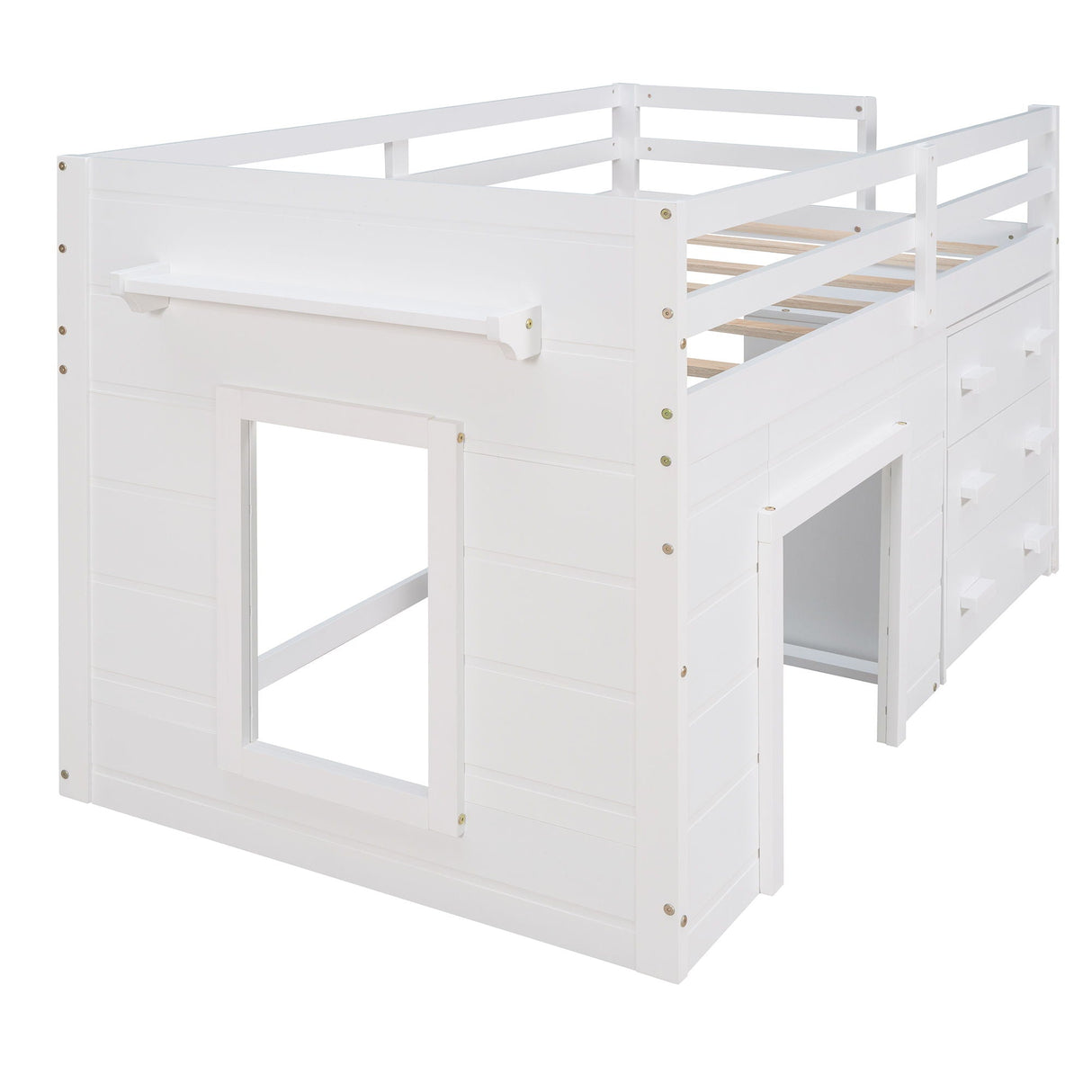 Loft Bed With Cabinet And Shelf