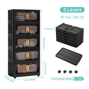 Folding Storage Cabinet With Magnetic Doors And Wheels