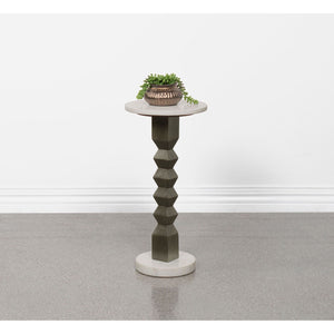 Selena - Round Side Table - White / Gray