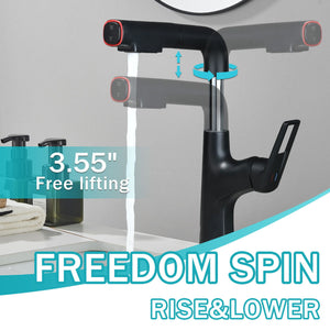 Pull Down Vessel Faucet With Lift Spout & Dual Spray Modes