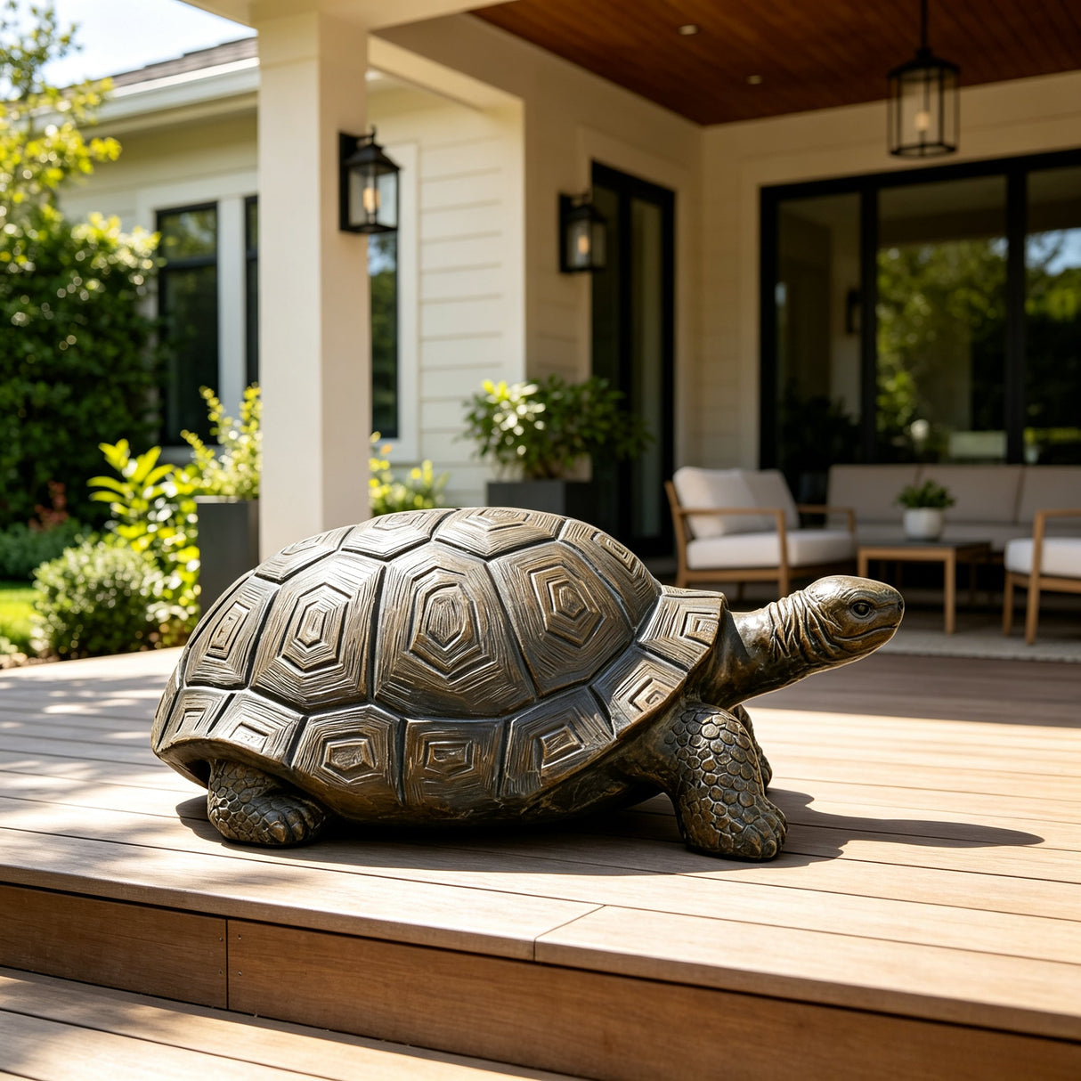 30.51" Long Realistic Tortoise Figurine, 11.22" High Resin Turtle Statue, Large Outdoor Garden Sculpture for Nature Decor & Themed Displays