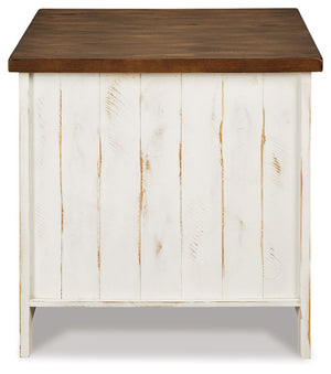 Wystfield - Rectangular End Table - 2 Doors - White / Brown