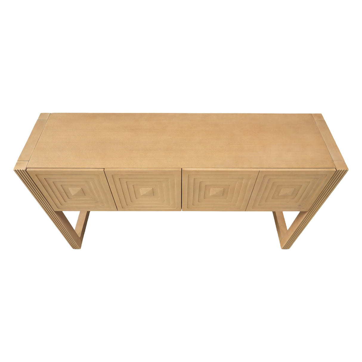 Geometric Carved Console Table with Soft-Close Drawers