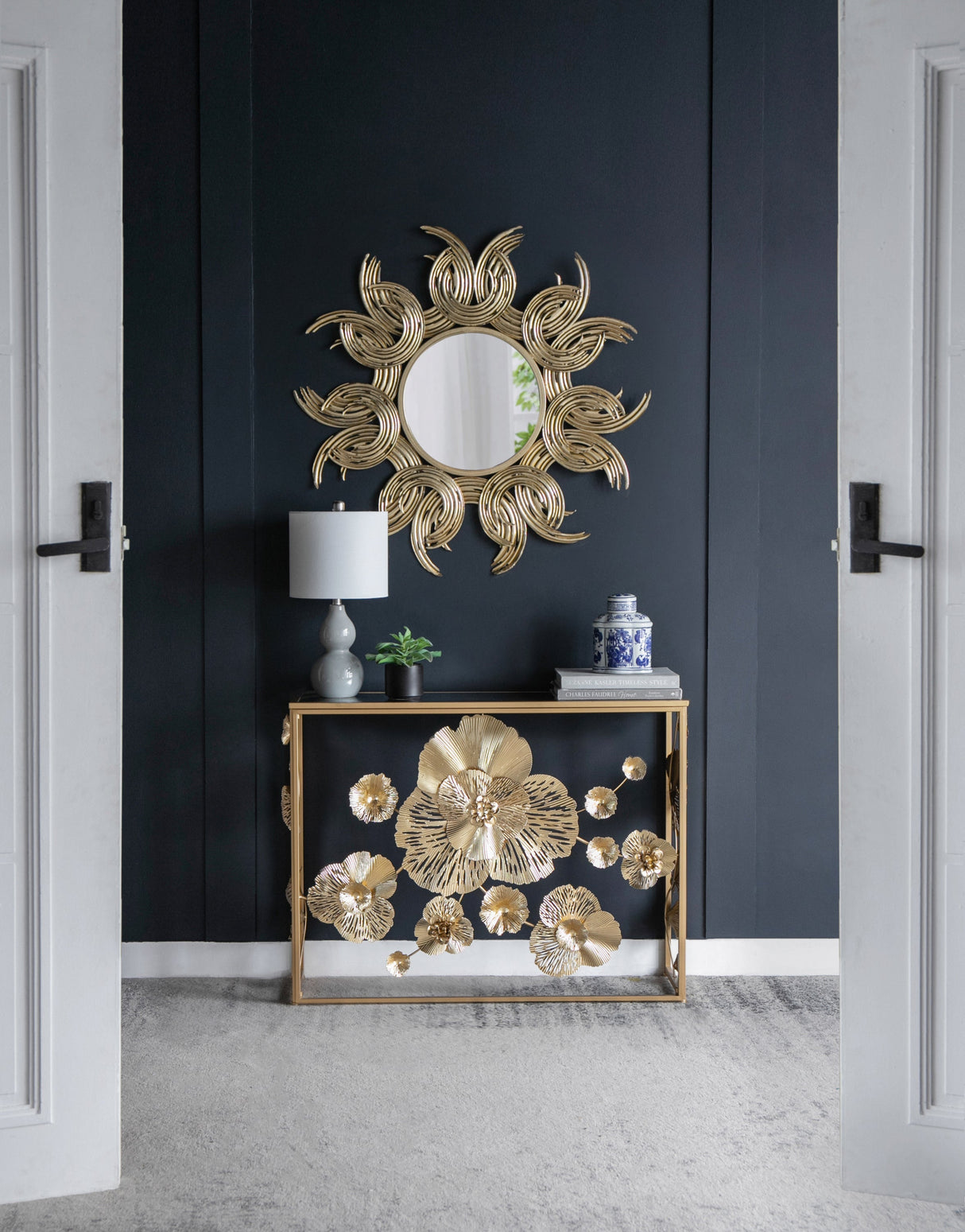 38' Sunburst Metal Decorative Mirror with Gold Finish