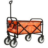 Minimeetall colorful collapsible foldable wagon cart with strapping system, beach wagon ,utility wagon grocery cart camping shopping sports gardeing fishing supports 225lbs,orange leaf