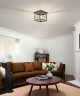 Hedgerow 1-Light 11"w Flush Mount Ceiling Light Fixture Aged Oak Farmhouse Indoor by Progress