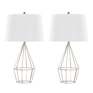 Diana 29" Contemporary Metal Table Lamp Set in Polished Nickel