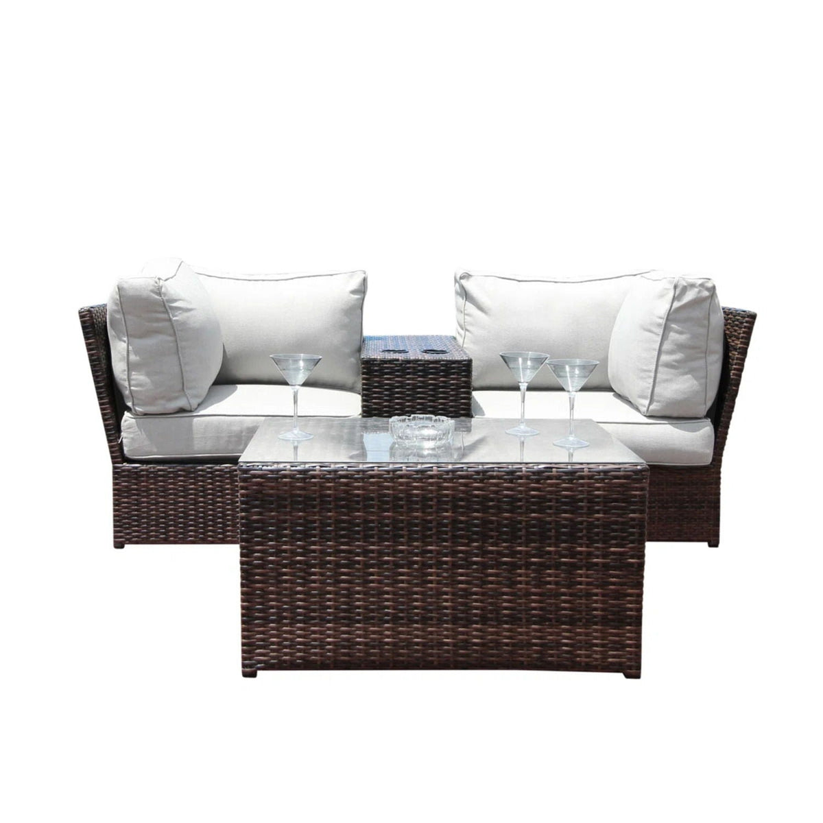 Comfortable Modern Patio Rattan Sectional Set With Cushions