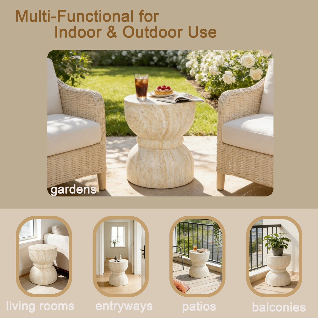 U_Style Outdoor Concrete Side Table