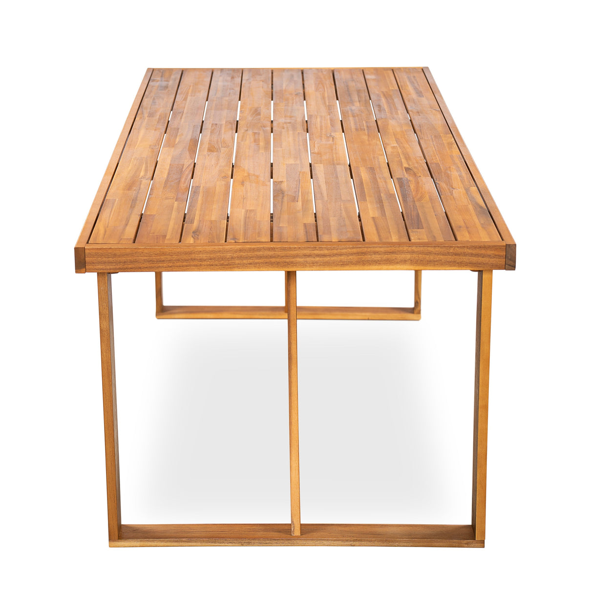 7 Pieces Acacia Wood Outdoor Dining Set with Green Cushions