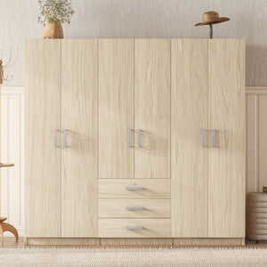 6-Doors Wooden Wardrobe Storage for Bedroom
