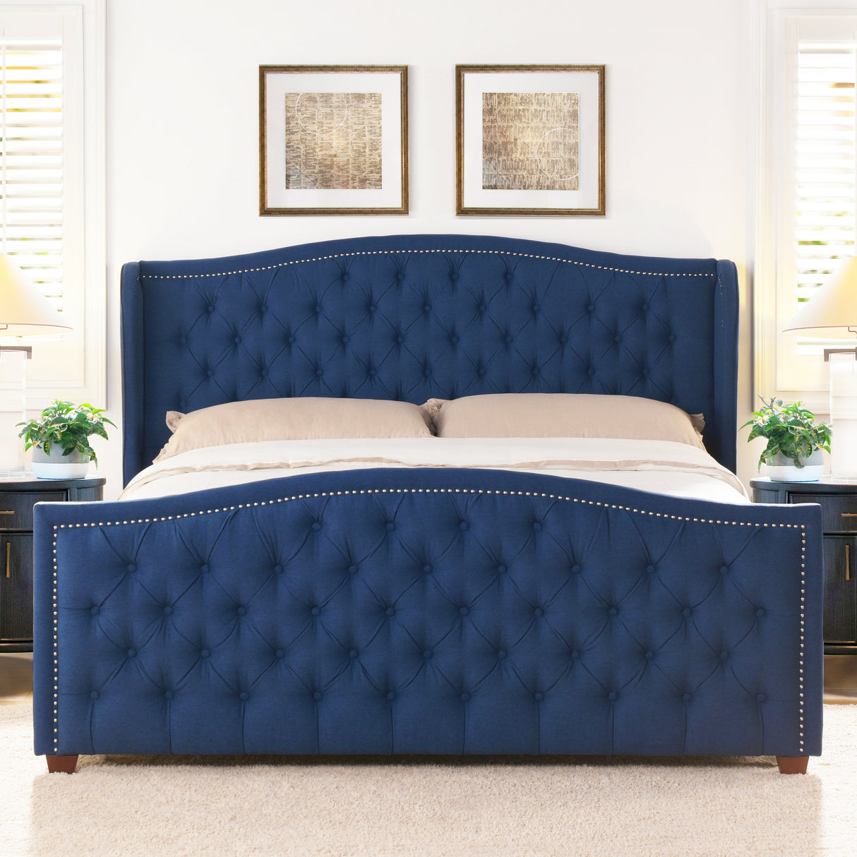 The Arkenfell™ Nailhead Wingback Bed- King
