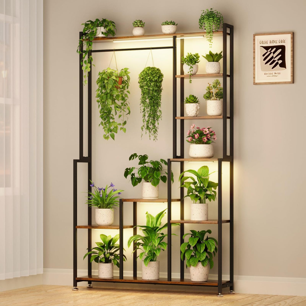 Large Indoor Plant Stand with Grow Light