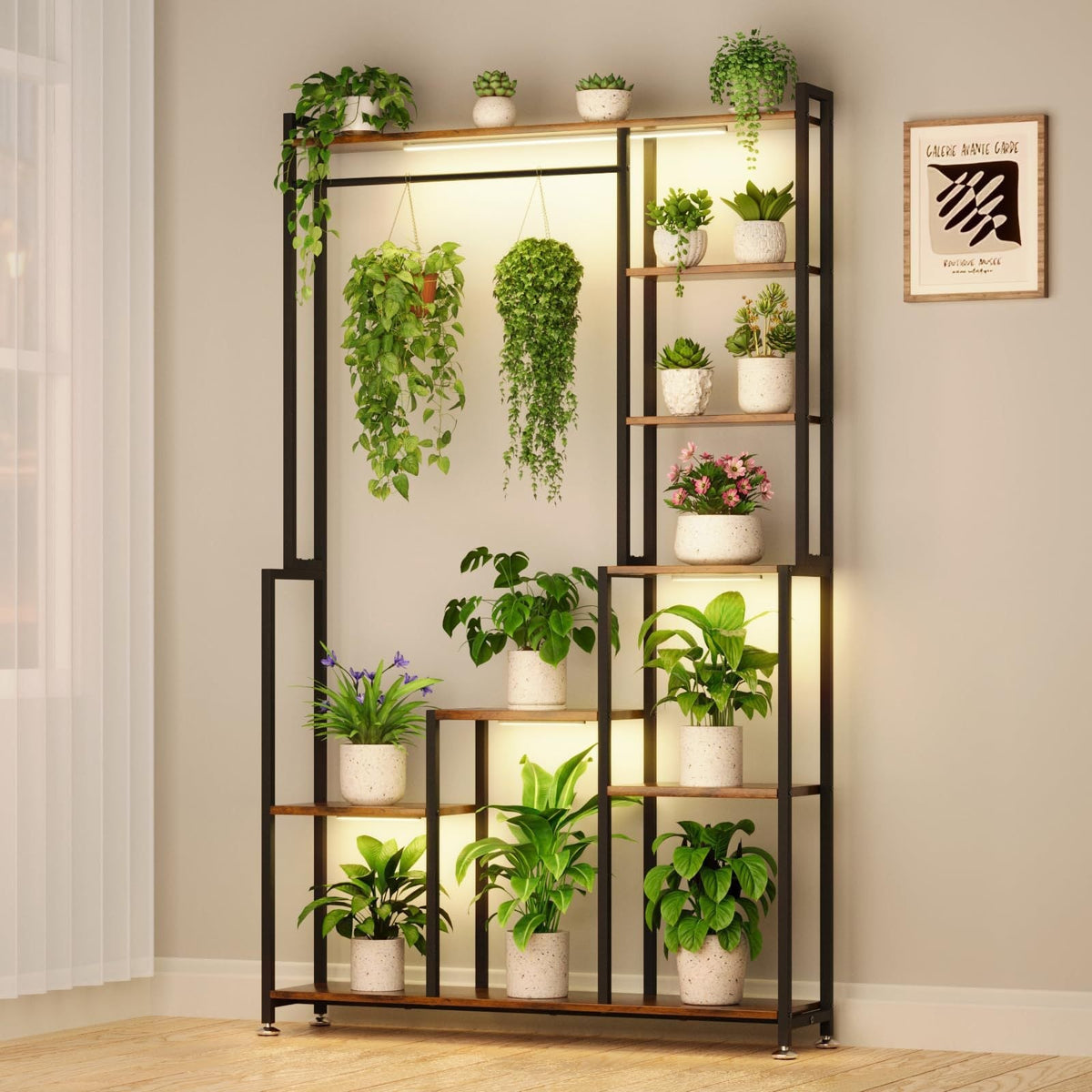 Large Indoor Plant Stand with Grow Light