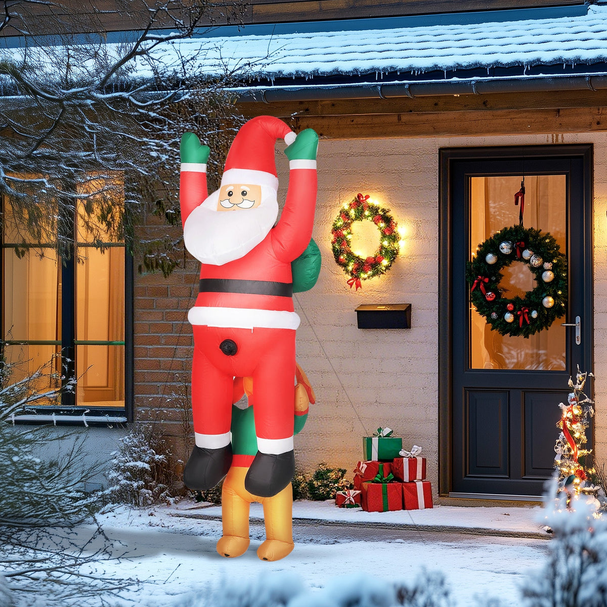 7FT Hanging Christmas Inflatable Santa with Dog – Tuesday Morning