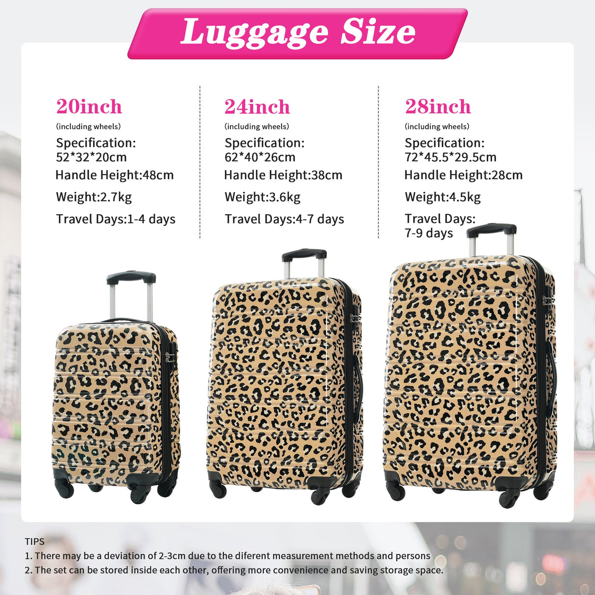 Hardshell Luggage Sets 3 pcs Spinner Suitcase with TSA Lock Lightweight Luggages