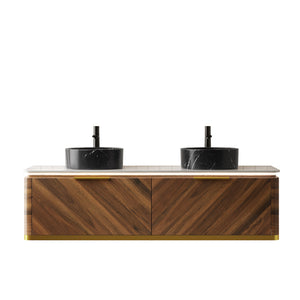 DIPA 60" Bathroom Vanity & Sinks, Floating Plywood Storage Cabinet