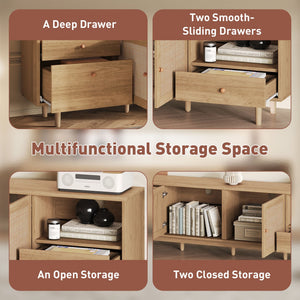 TV Stand With Doors - Natural