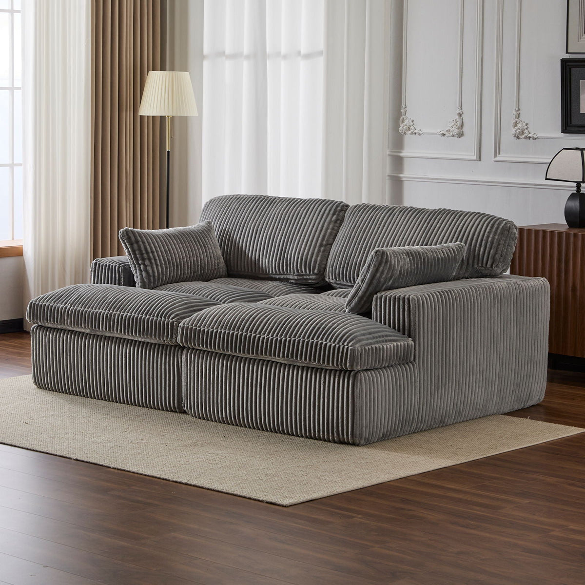 Double Chaise Lounge Chair, Oversized Upholstered Sleeper Cloud Couch