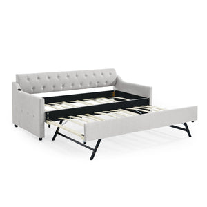 Size Upholstered Daybed With Trundle And USB Charging Armrest