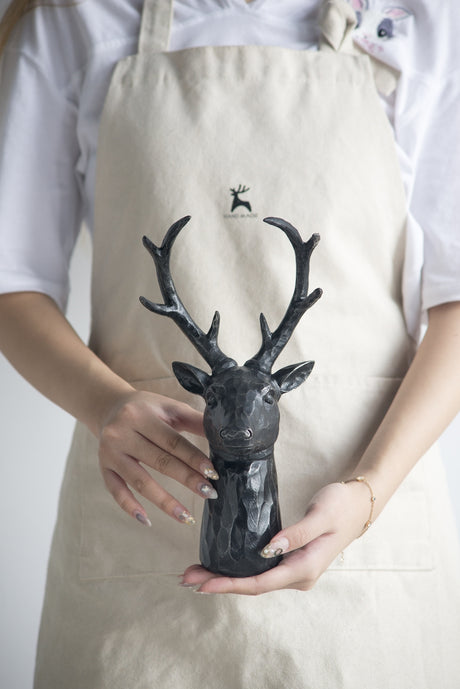 6x4x11'-Darby-8-Point-Deer-Head-Statue-Decor,-Black-Sculptures-&-Statues