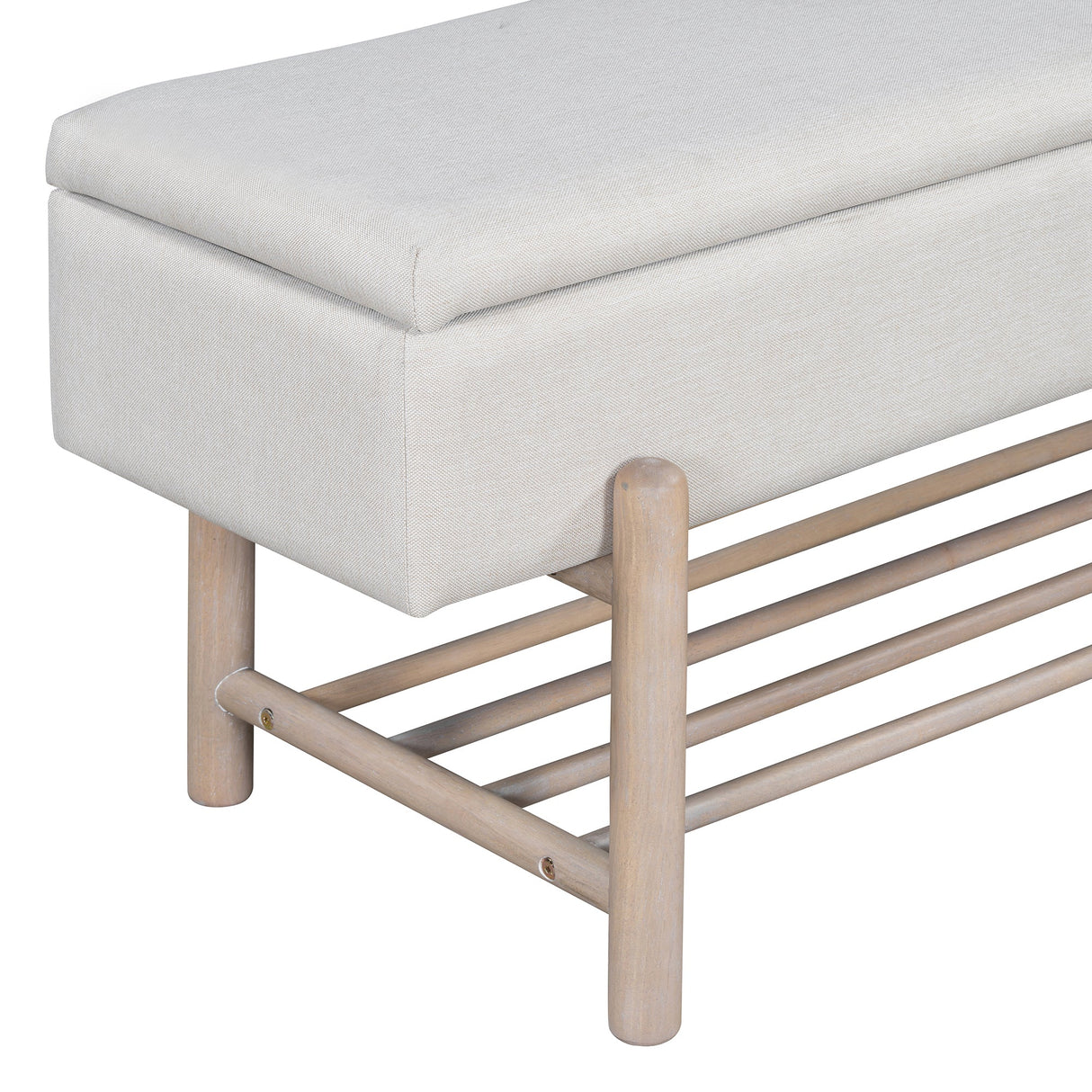 TREXM Farmhouse Upholstered Storage Bench with Hidden Compartment