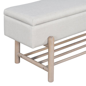TREXM Farmhouse Upholstered Storage Bench with Hidden Compartment