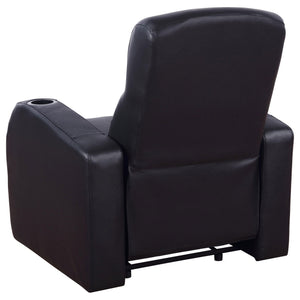 Greenfield - 4 Seater Home Theater With Wedge Console Recliners With Built In Storage And Cup Holders - Black