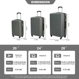 7-Piece Luggage Set ABS Lightweight & Durable Suitcase with Spinner Wheels TSA Lock (20/24/28) Dark Grey