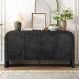 Handwoven Wood Slat Door Sideboard