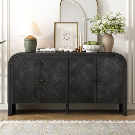 Handwoven Wood Slat Door Sideboard