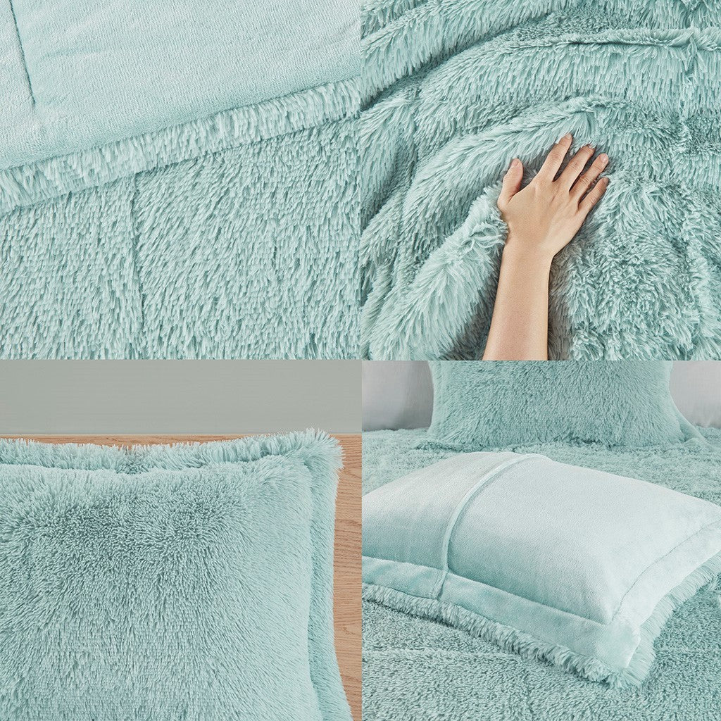 King/Cal King Shaggy Long Fur Comforter Mini Set